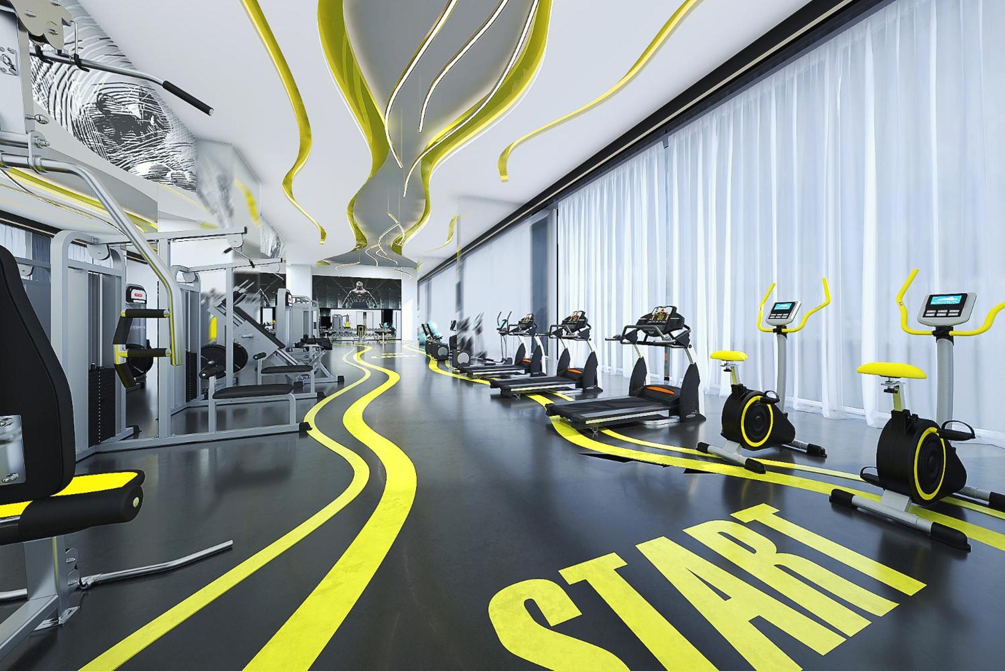Royal M Al Aqah Beach Resort By Gewan Ngoại thất bức ảnh 3D rendering of a gym